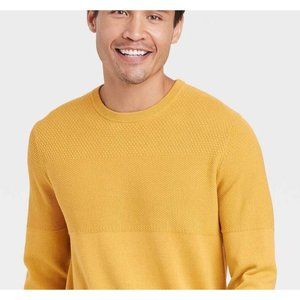 Goodfellow Mens Textured Crew Neck Sweater Pullover S SM Mustard Harvest G…